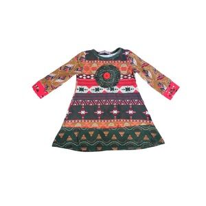 Jelly the Pug Tribal Erica Knit Dress Girls Size 2T Aztec Feather Print